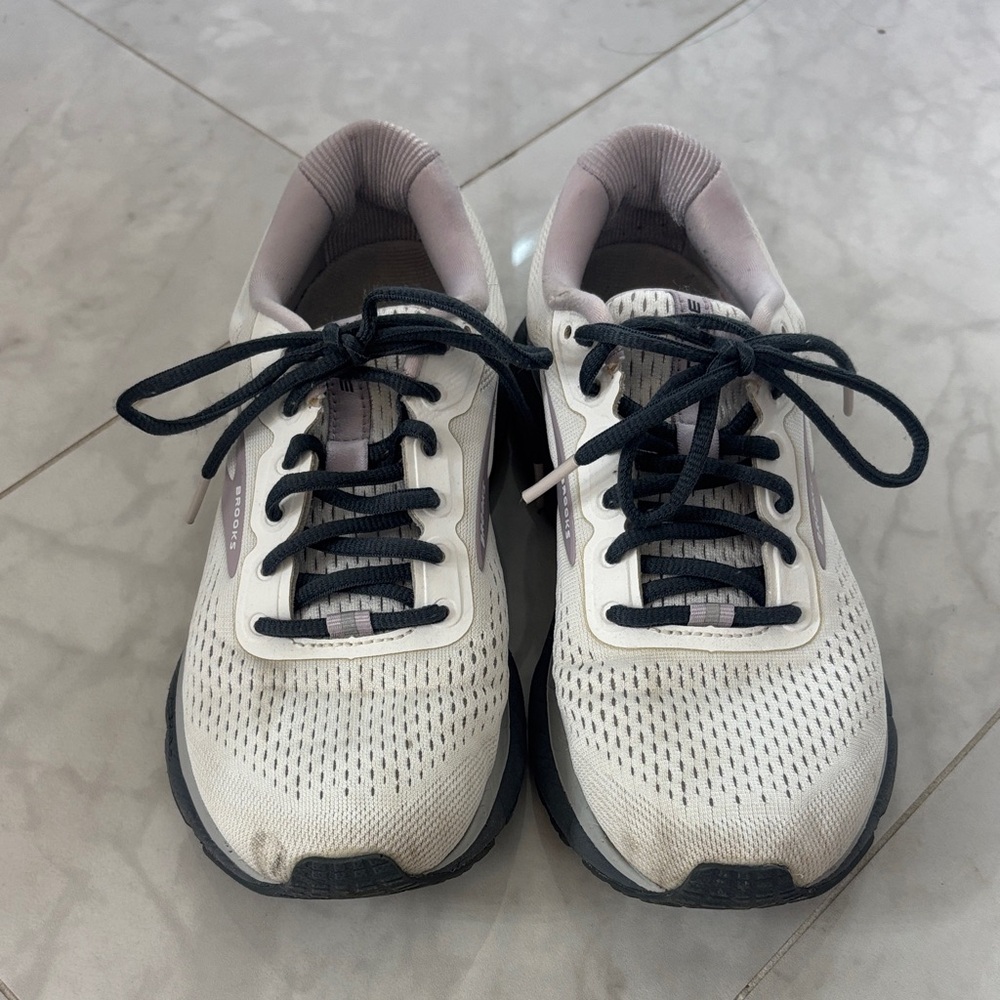 Brooks Cream and Black Athletic Shoes
